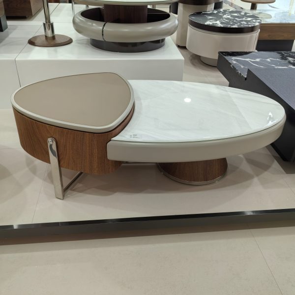 Coffee Table Artificial Stone Wood Veneer Baking Paint LKLM3751CTFH | LEUKHOME