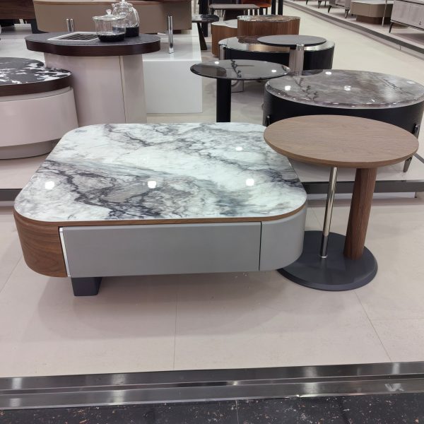 Coffee Table Artificial Stone Wood Veneer Baking Paint LKLM2520CTFH | LEUKHOME