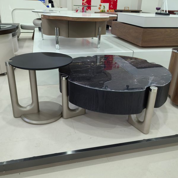 Coffee Table Artificial Stone Wood Veneer LKLM3333CTFH | LEUKHOME