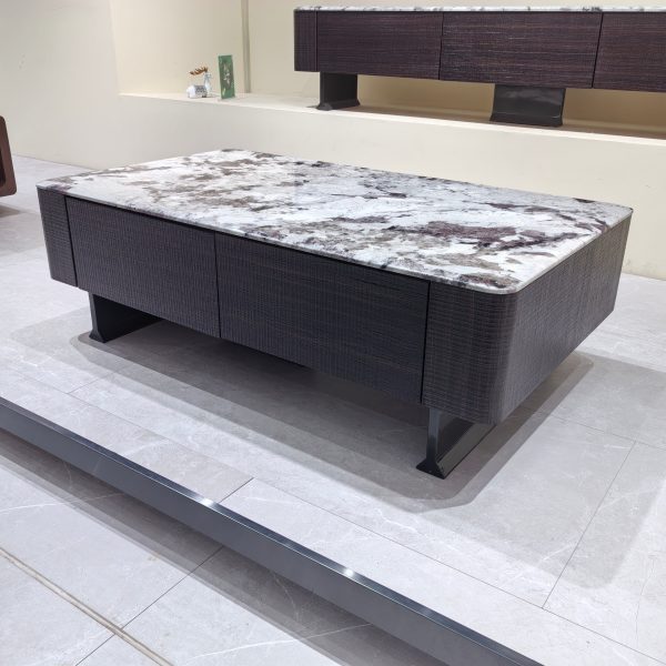 Coffee Table Artificial Stone Wood Veneer LKL037CTAYG | LEUKHOME