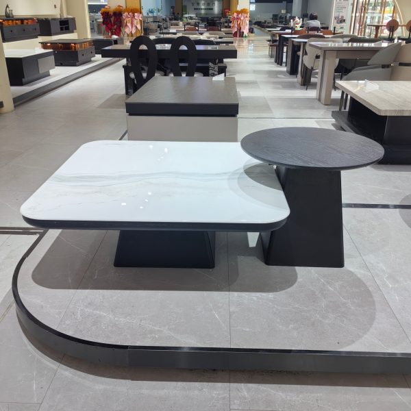 Coffee Table Artificial Stone Wood Veneer LKL054CTAYG | LEUKHOME