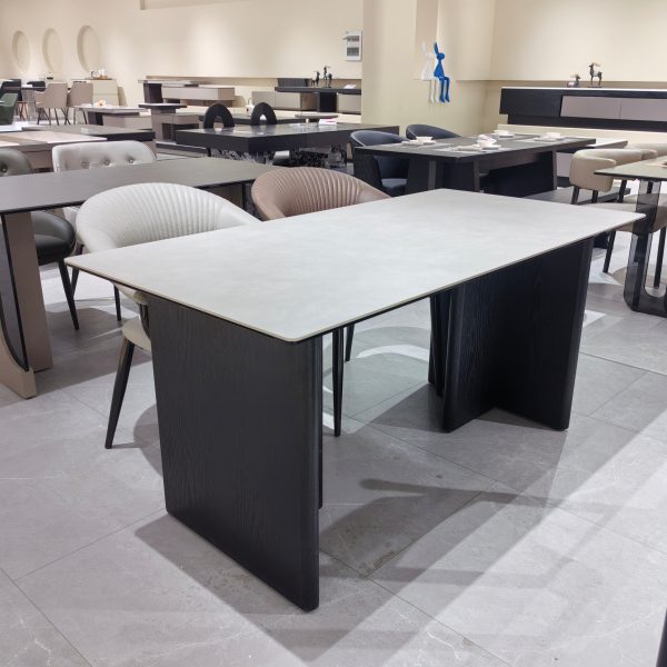 Dining Table Composite Sintered Stone Wood Veneer LKD036DTAYG | LEUKHOME